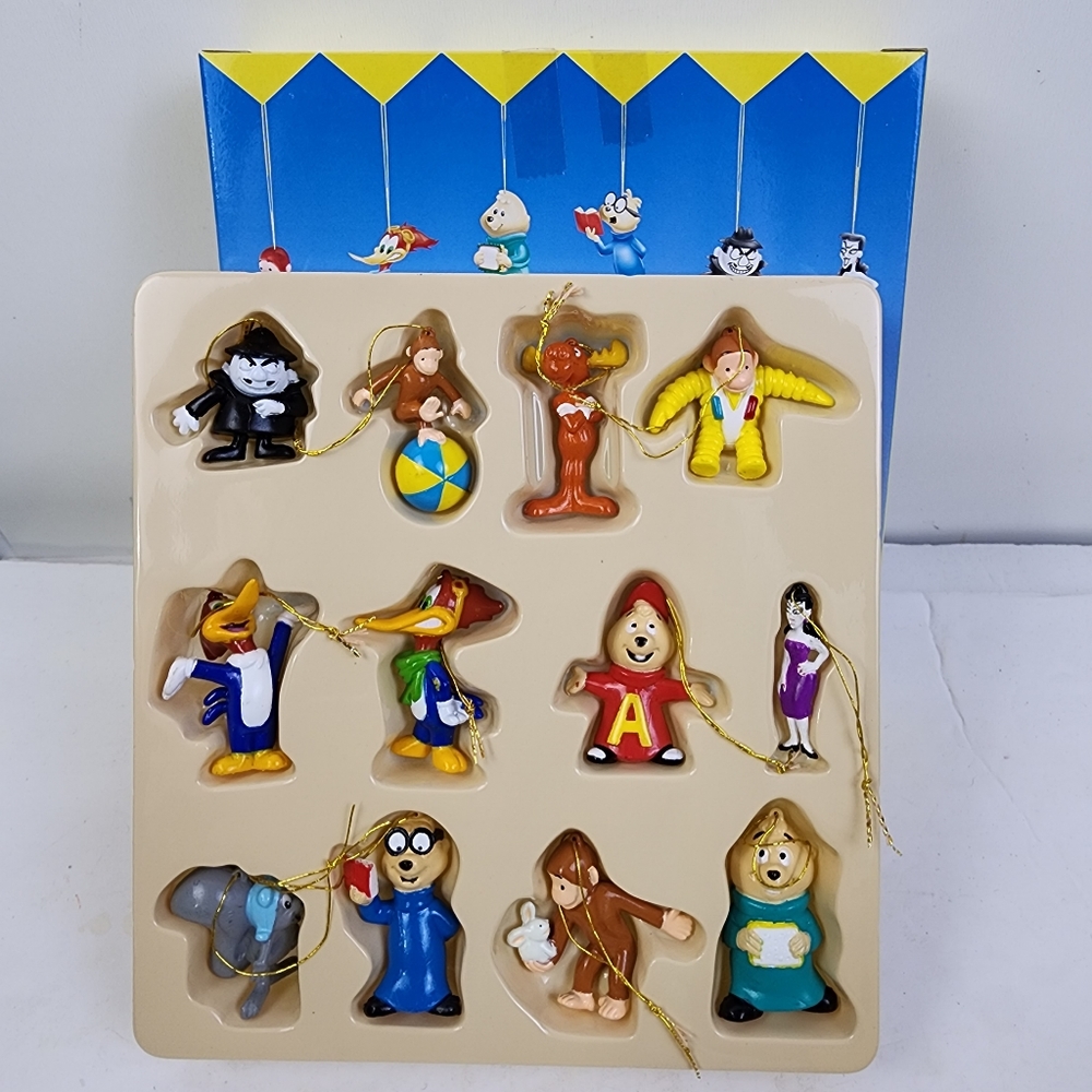 Universal Studios Retro Cartoon Characters 12pc Mini Hanging Ornaments NEW